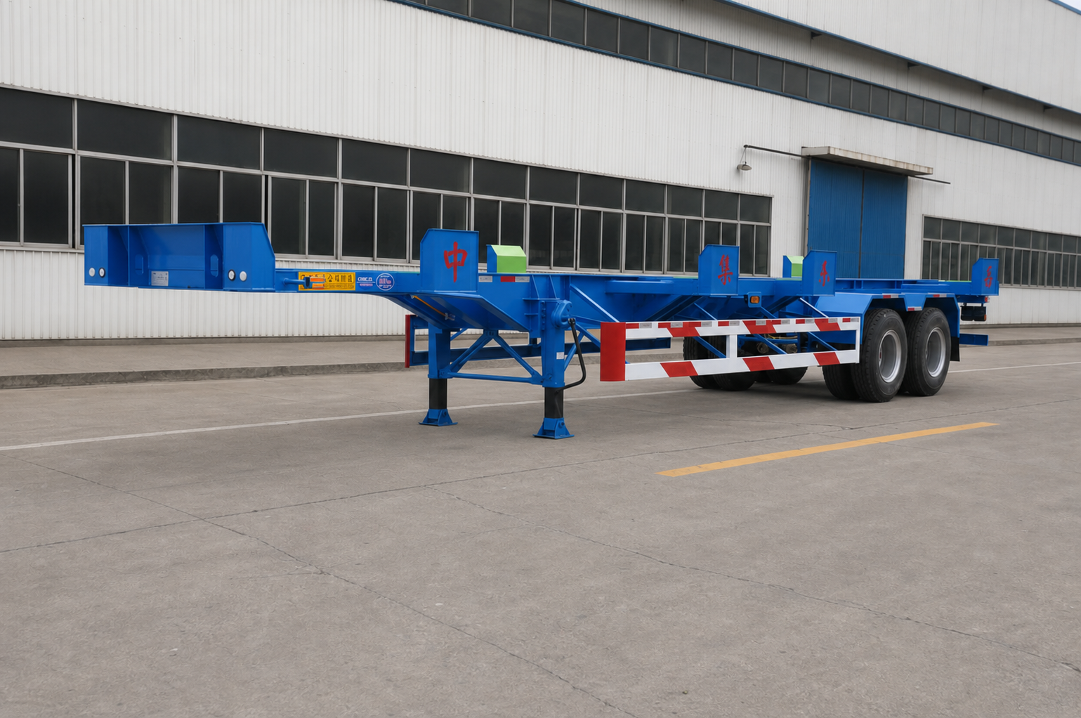 Container Flatbed Semi Trailer view 3
